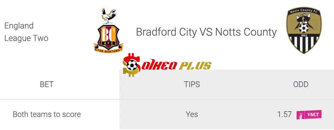 Soi Kèo Dự Đoán: Bradford vs Notts County, 2h45 ngày 20/3/2024