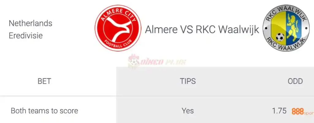 Soi Kèo Dự Đoán: Waalwijk vs Almere City, 1h ngày 05/04/2024