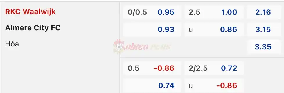 Soi Kèo Dự Đoán: Waalwijk vs Almere City, 1h ngày 05/04/2024