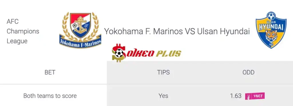 Soi Kèo Dự Đoán: Yokohama Marinos vs Ulsan Hyundai, 17h ngày 24/04/2024