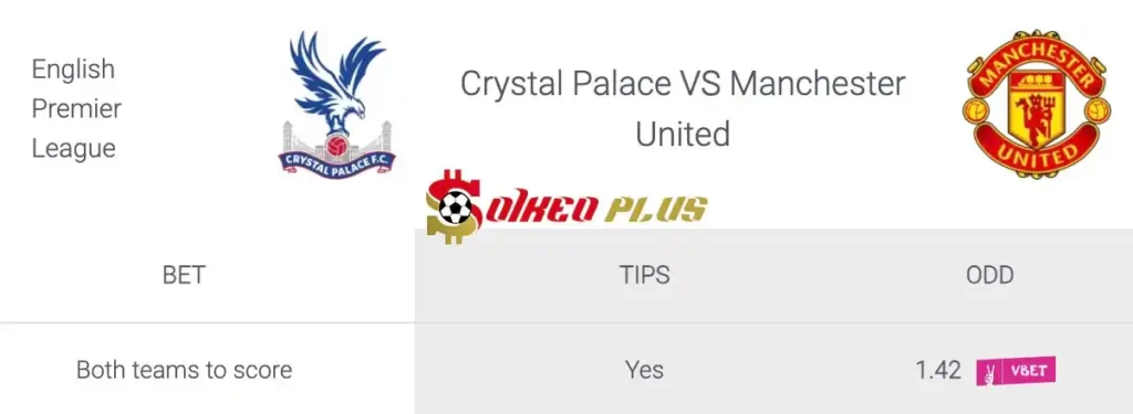 Soi Kèo Dự Đoán: Crystal Palace vs Man Utd, 2h ngày 07/05/2024