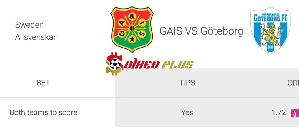 Soi Kèo Dự Đoán: GAIS vs Goteborg, 0h10 ngày 07/05/2024