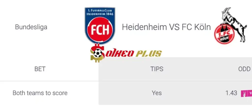 Soi Kèo Dự Đoán: Heidenheim vs Koln, 20h30 ngày 18/05/2024