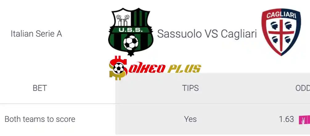Soi Kèo Dự Đoán: Sassuolo vs Cagliari, 17h30 ngày 19/05/2024