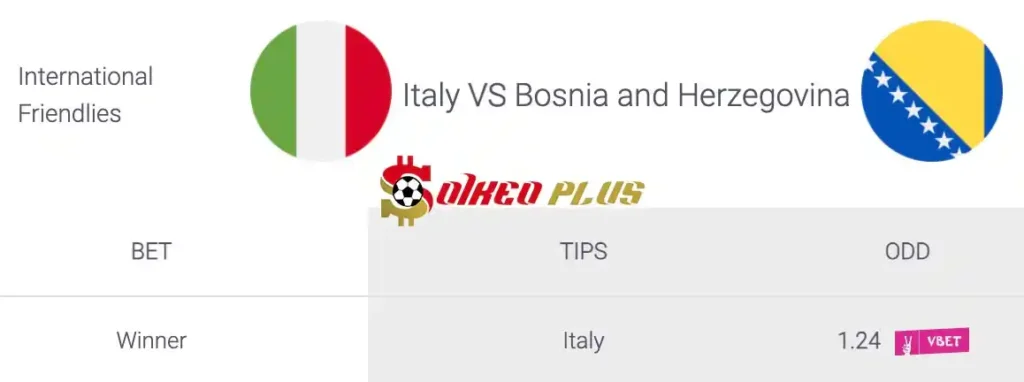 Soi Kèo Dự Đoán: Italia vs Bosnia, 1h45 ngày 10/06/2024