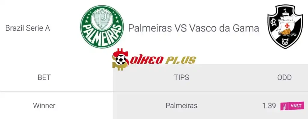 Soi Kèo Dự Đoán: Palmeiras vs Vasco da Gama, 7h30 ngày 15/06/2024