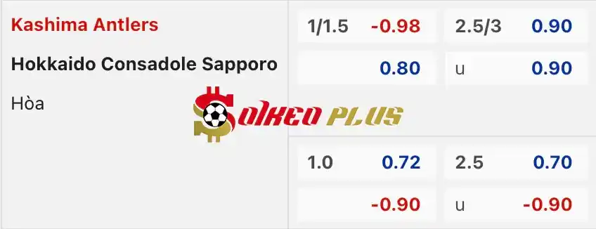 Soi Kèo Dự Đoán: Kashima Antlers vs Consadole Sapporo, 16h ngày 06/07/2024