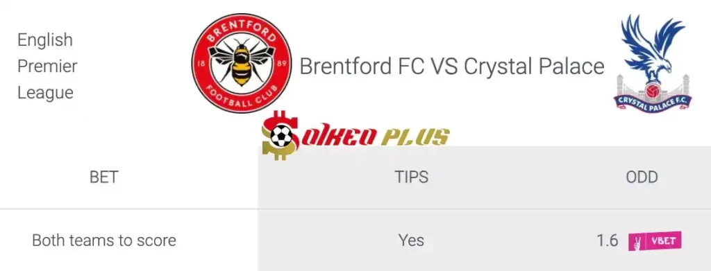 Soi Kèo Dự Đoán: Brentford vs Crystal Palace, 20h ngày 18/08/2024