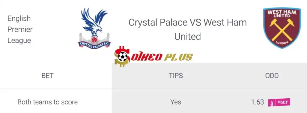 Soi Kèo Dự Đoán: Crystal Palace vs West Ham, 21h ngày 24/08/2024