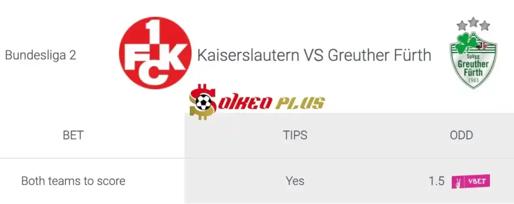 Soi Kèo Dự Đoán: Kaiserslautern vs Greuther Furth, 23h30 ngày 09/08/2024