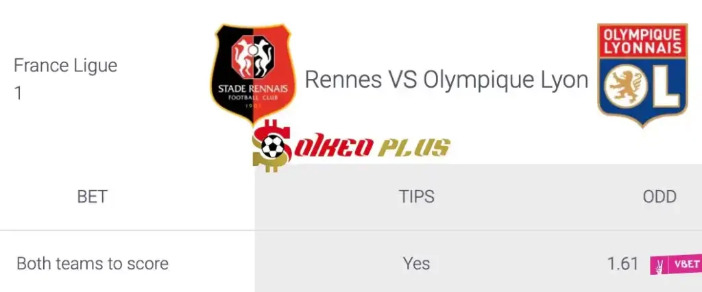 Soi Kèo Dự Đoán: Rennes vs Lyon, 1h45 ngày 19/08/2024