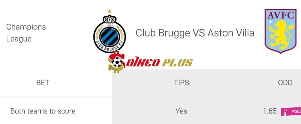 Soi Kèo Dự Đoán: Club Brugge vs Aston Villa, 0h45 ngày 07/11/2024