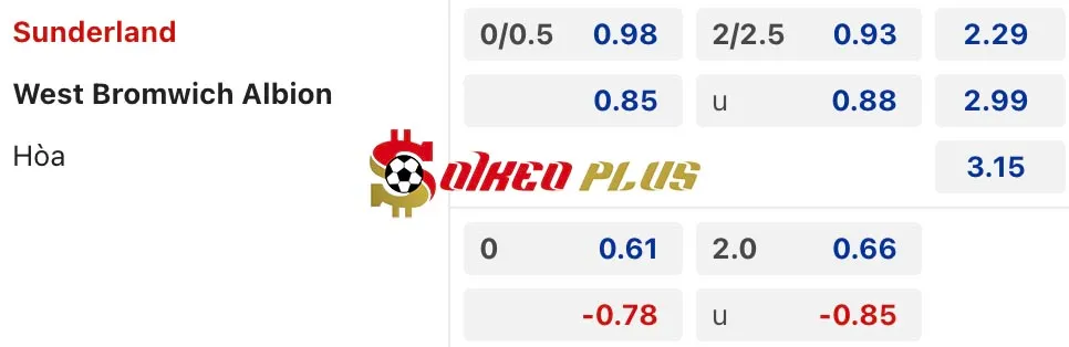 Soi Kèo Dự Đoán: Sunderland vs West Brom, 3h ngày 27/11/2024